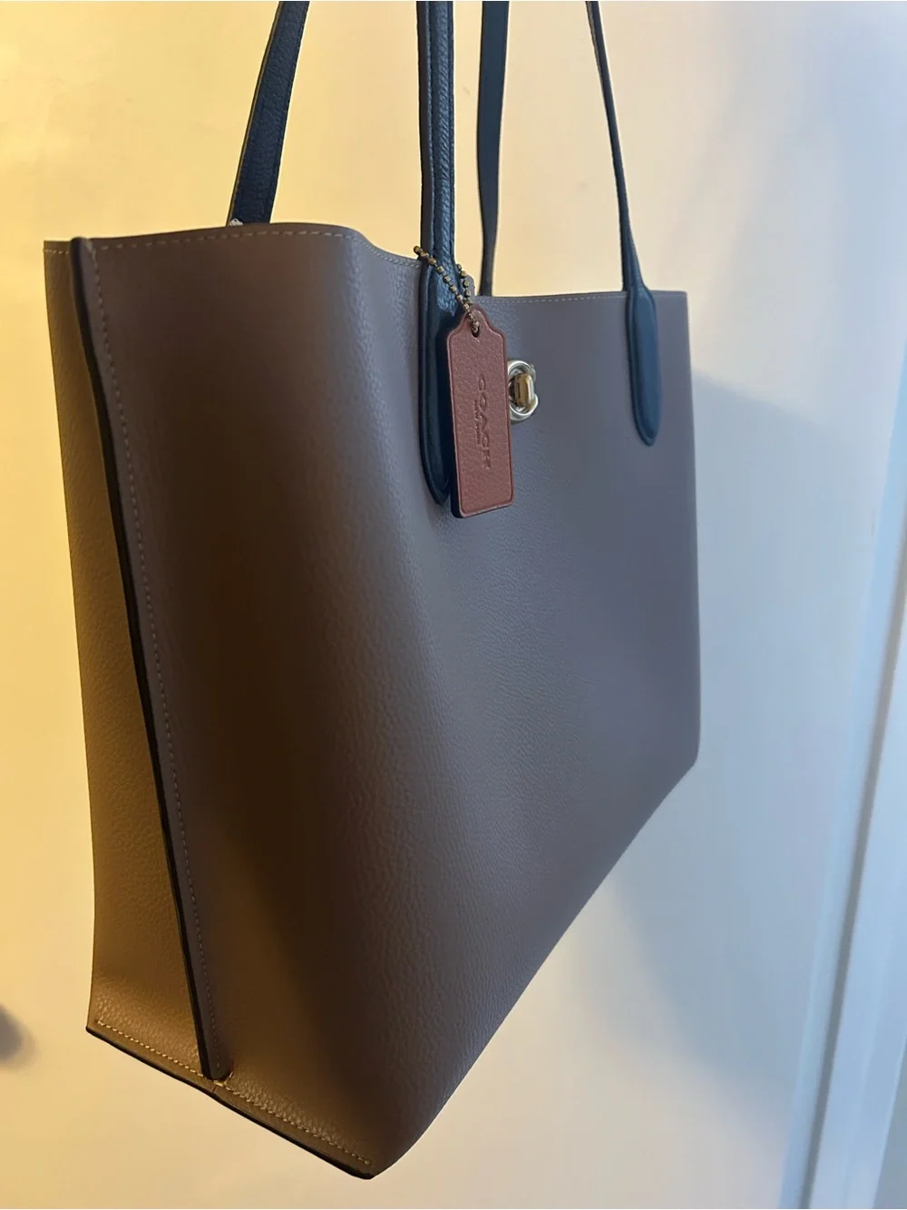 Coach Brown Leather Tote with Black Handles